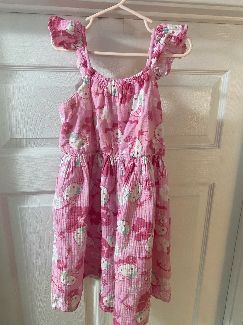 Hello Kitty Pink Printed Ruffle-Strap Sundress
